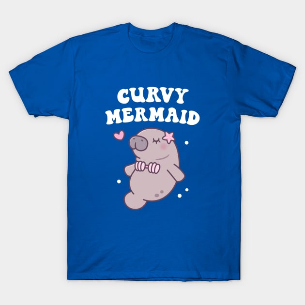 Funny Manatee Curvy Mermaid T-Shirt by rustydoodle